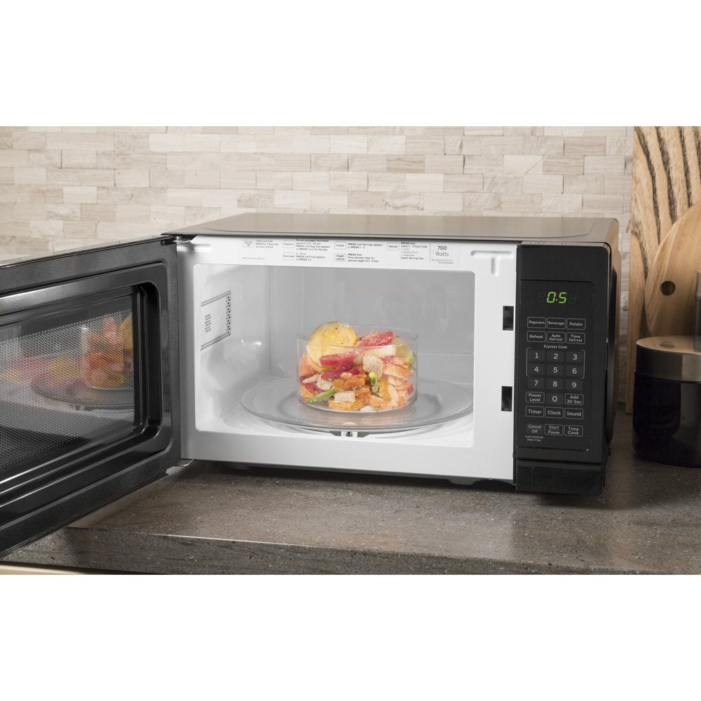 GE 0.7 Cubic Foot Capacity Countertop Microwave Oven, Black, JES1072DMBB