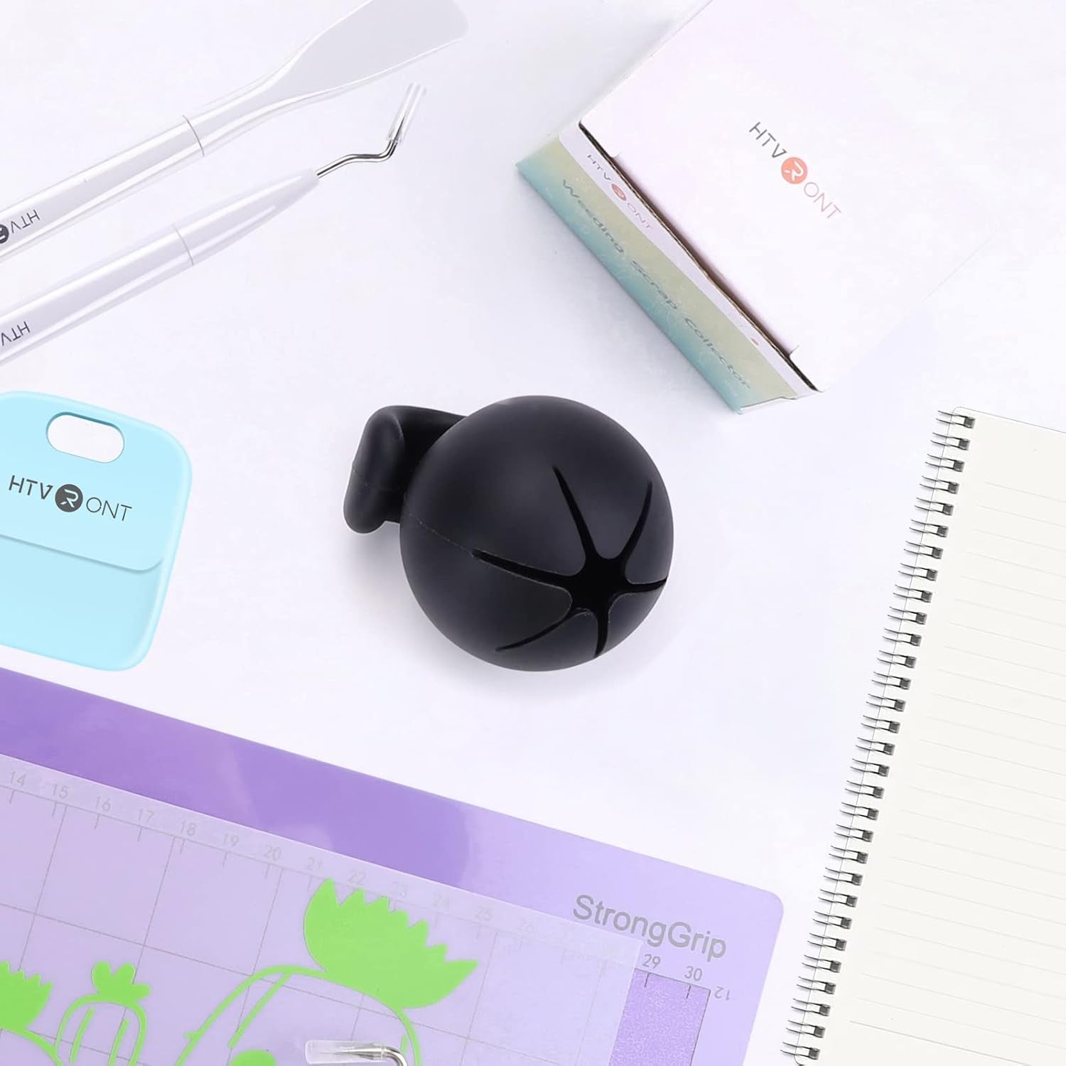 HTVRONT Vinyl Weeding Scrap Collector - Portable Handheld Scrap Collector Ring, Silicone Weeding Tools for HTV Crafting Adhesive Paper Sheets (Black)