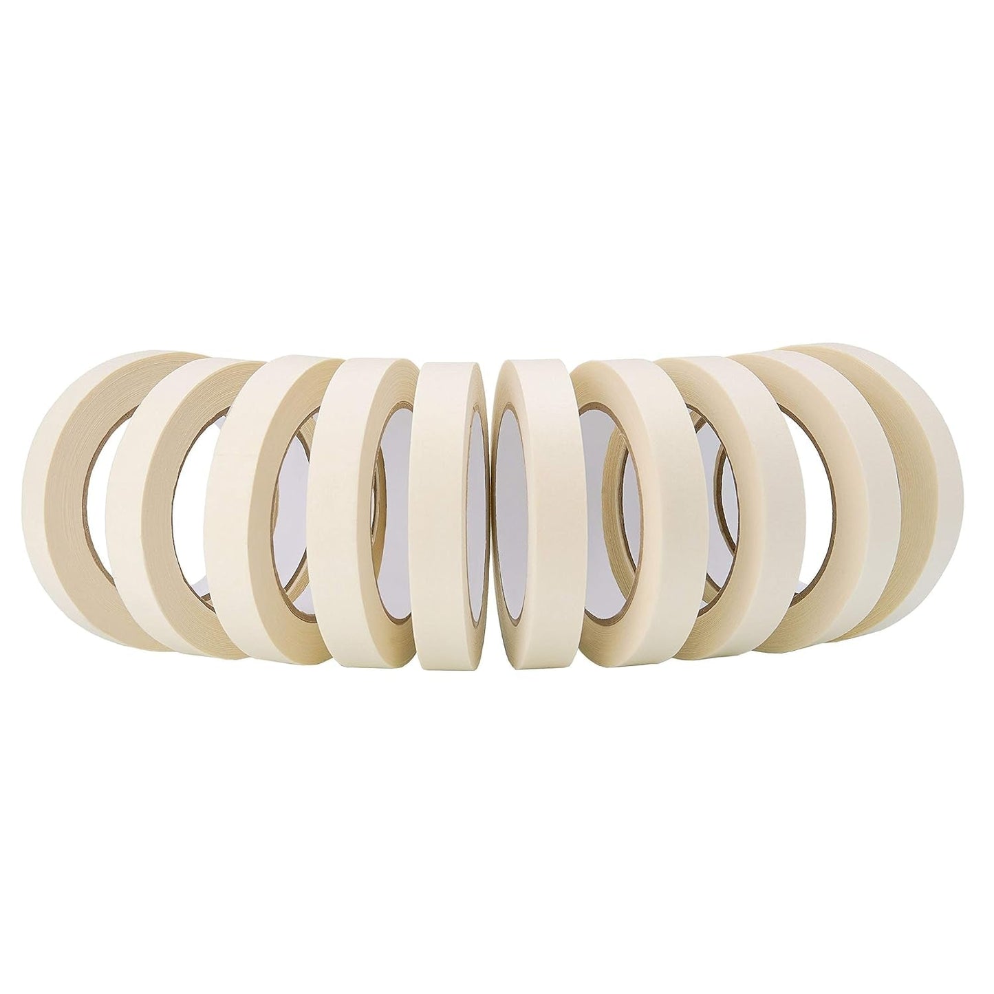 Lichamp Masking Tape 10 Pack General Purpose Beige White Color, 0.75 Inch X 55 Yards X 10 Rolls (550 Total Yards), for Painting, Home, Office, School Stationery, Arts, Crafts Etc. (3004)