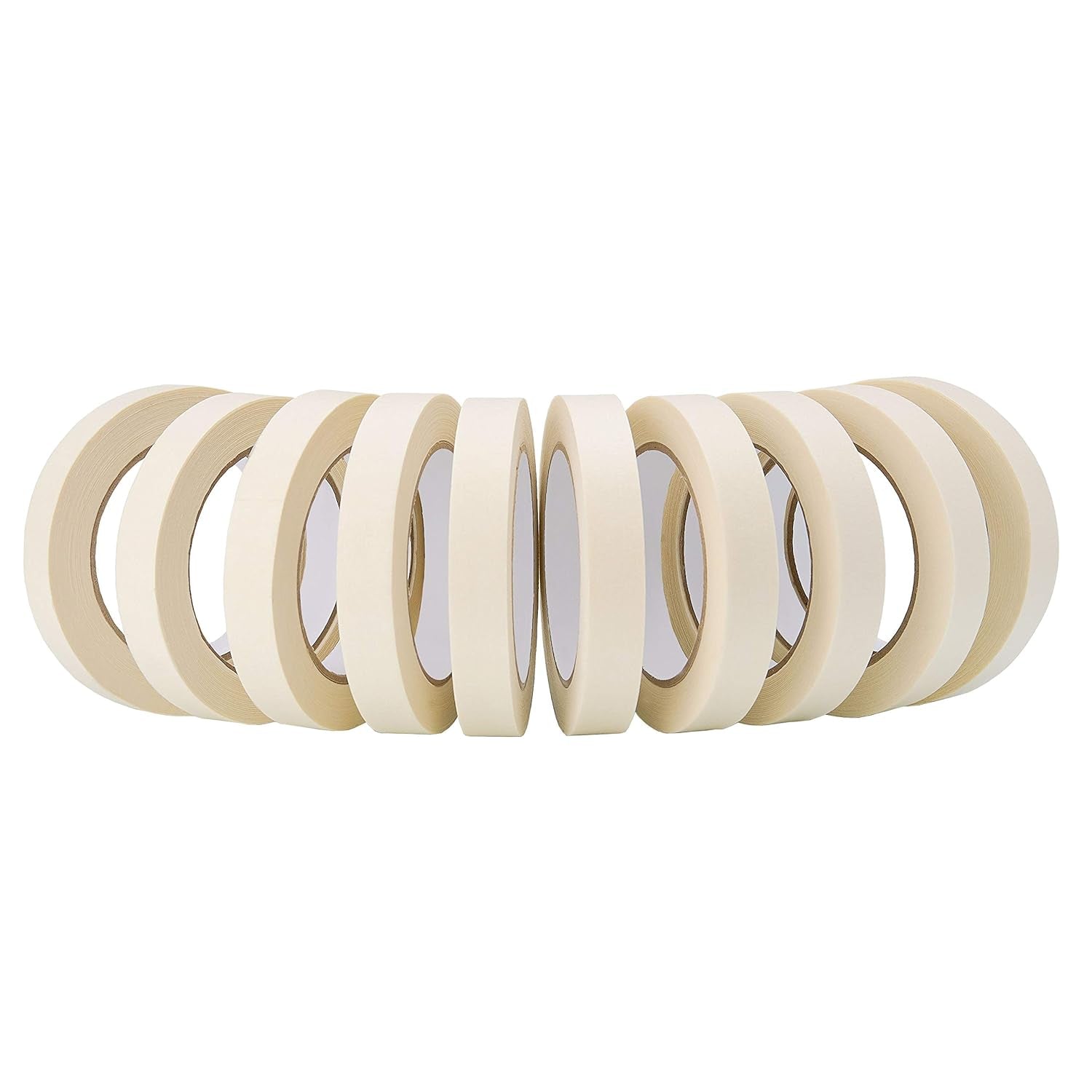 Lichamp Masking Tape 10 Pack General Purpose Beige White Color, 0.75 Inch X 55 Yards X 10 Rolls (550 Total Yards), for Painting, Home, Office, School Stationery, Arts, Crafts Etc. (3004)