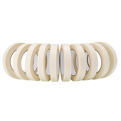 Lichamp Masking Tape 10 Pack General Purpose Beige White Color, 0.75 Inch X 55 Yards X 10 Rolls (550 Total Yards), for Painting, Home, Office, School Stationery, Arts, Crafts Etc. (3004)