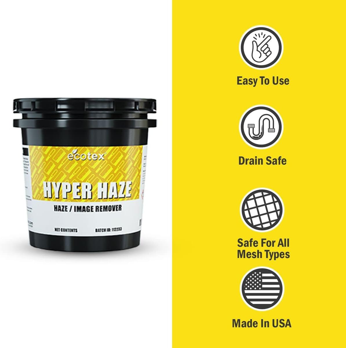 Ecotex All Purpose Screen Printing Hyper Haze (Gallon - 128Oz.) - Eco-Friendly Haze Remover and Degreaser, Plastisol and Water Based Ink Remover - Silk Screen Cleaner
