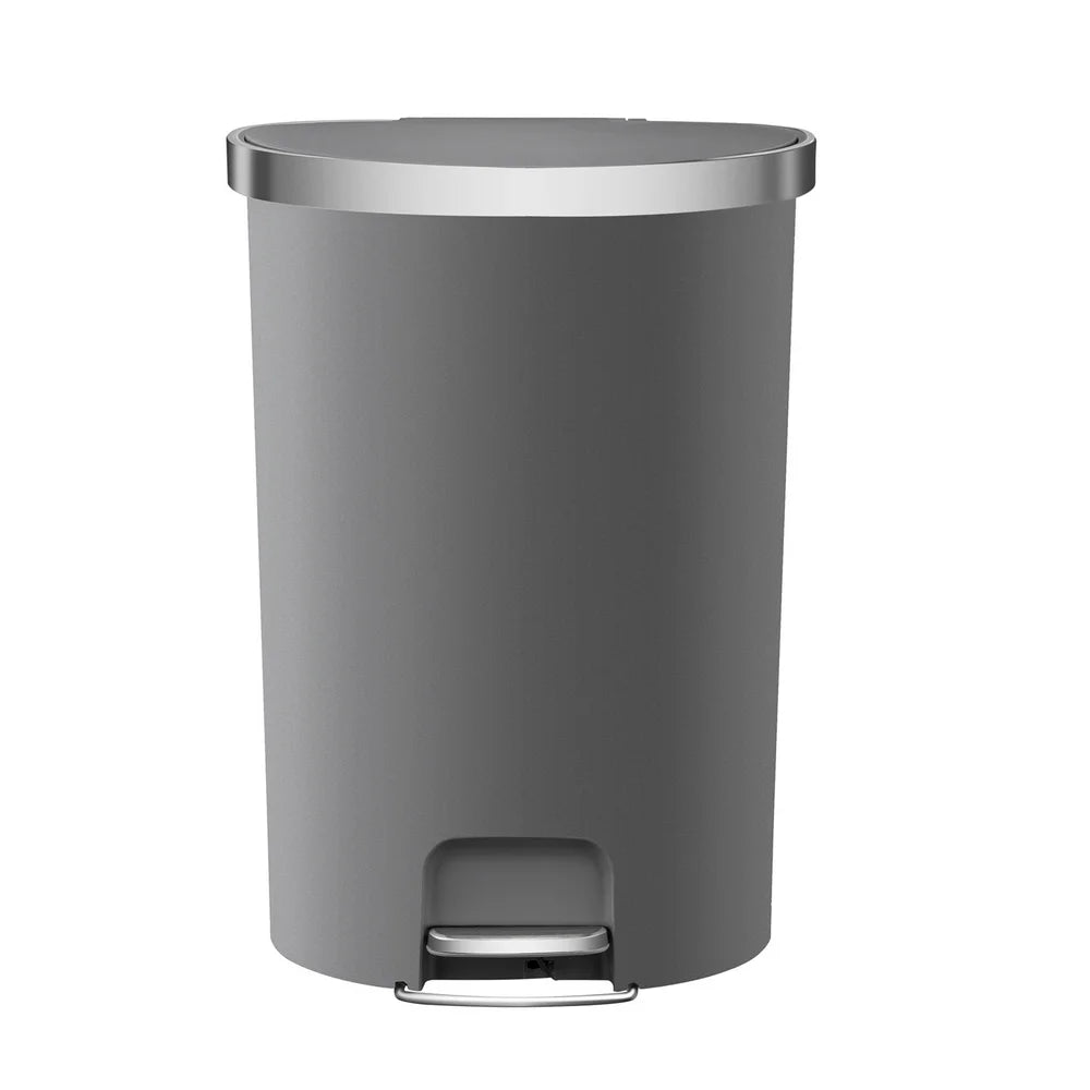 14.5 Gallon Trash Can, Plastic Kitchen Trash Can, Gray