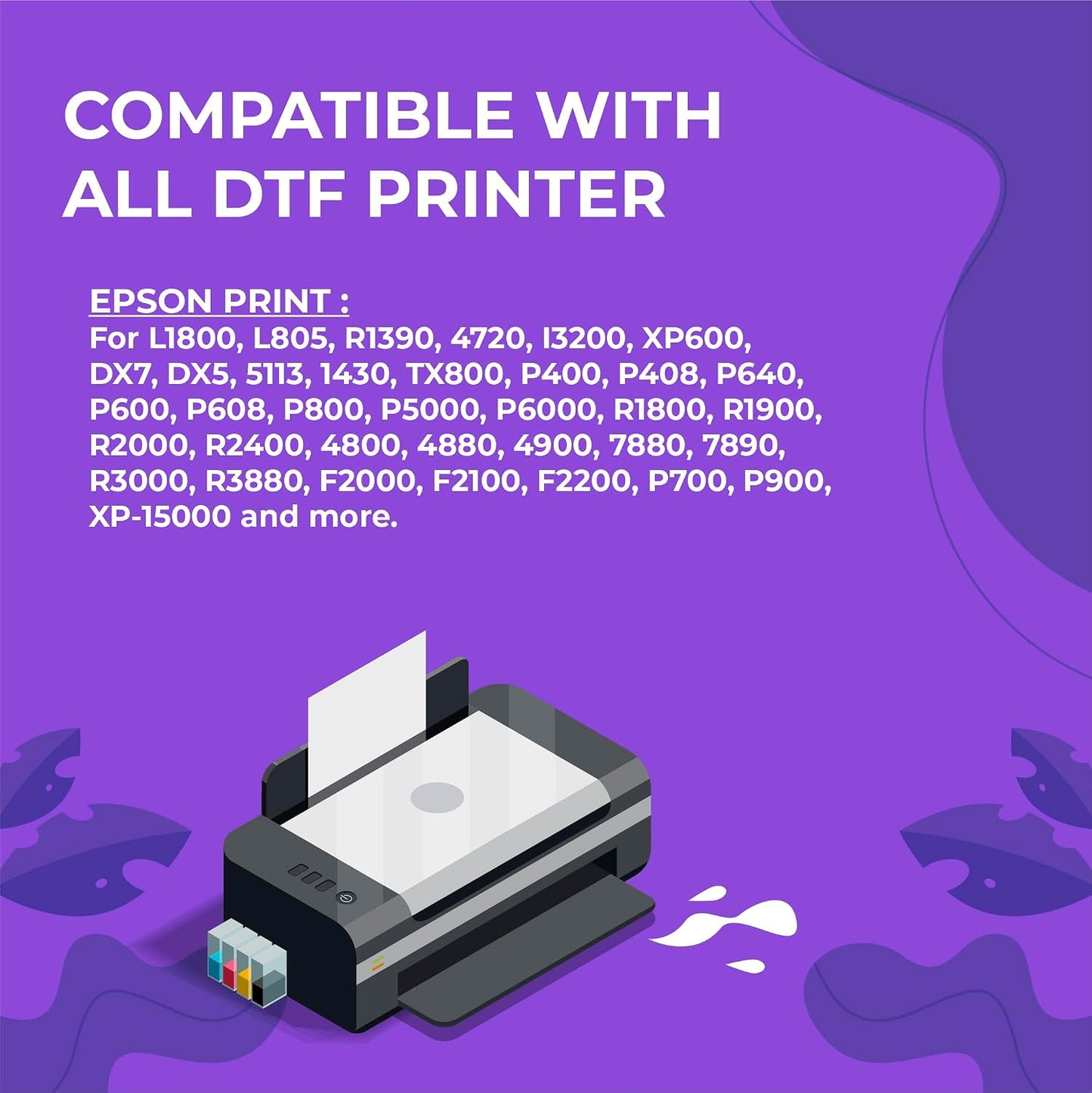 Enlite Premium DTF Ink 500ML Combo Pack, Pigment Ink for PET Film Heat Transfer Printing, Refill for DTF Printer with Printhead DX5 DX7 5113 XP600 I3200 4720 TX800, 2W+1B+1C+1M+1Y