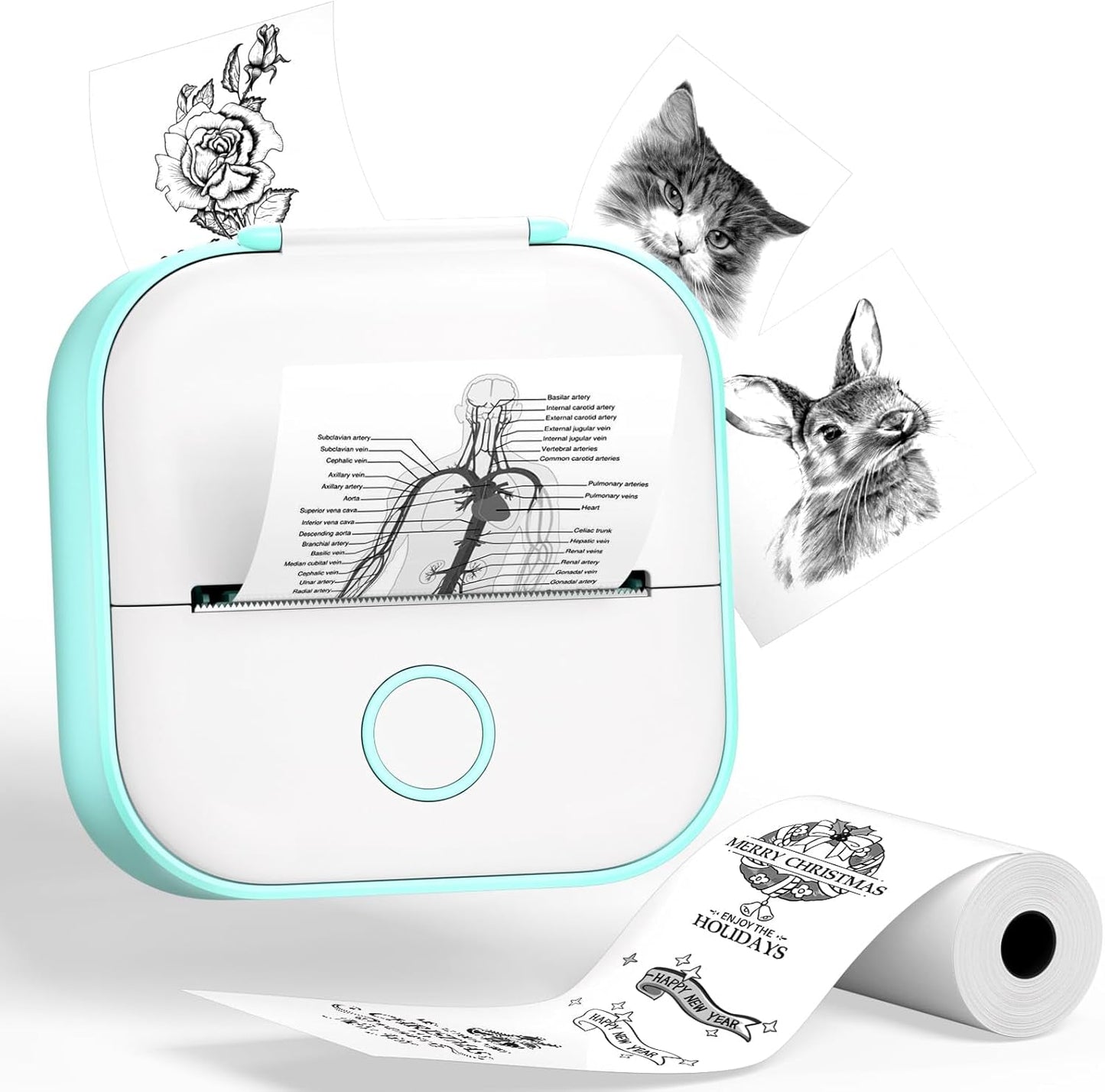Phomemo Sticker Printer- T02 Print Pods Mini Sticker Printer Maker, Inkless Machine Portable, Bluetooth Thermal Pocket Photo Maker for Study Notes, Daily, Photos, DIY, Green
