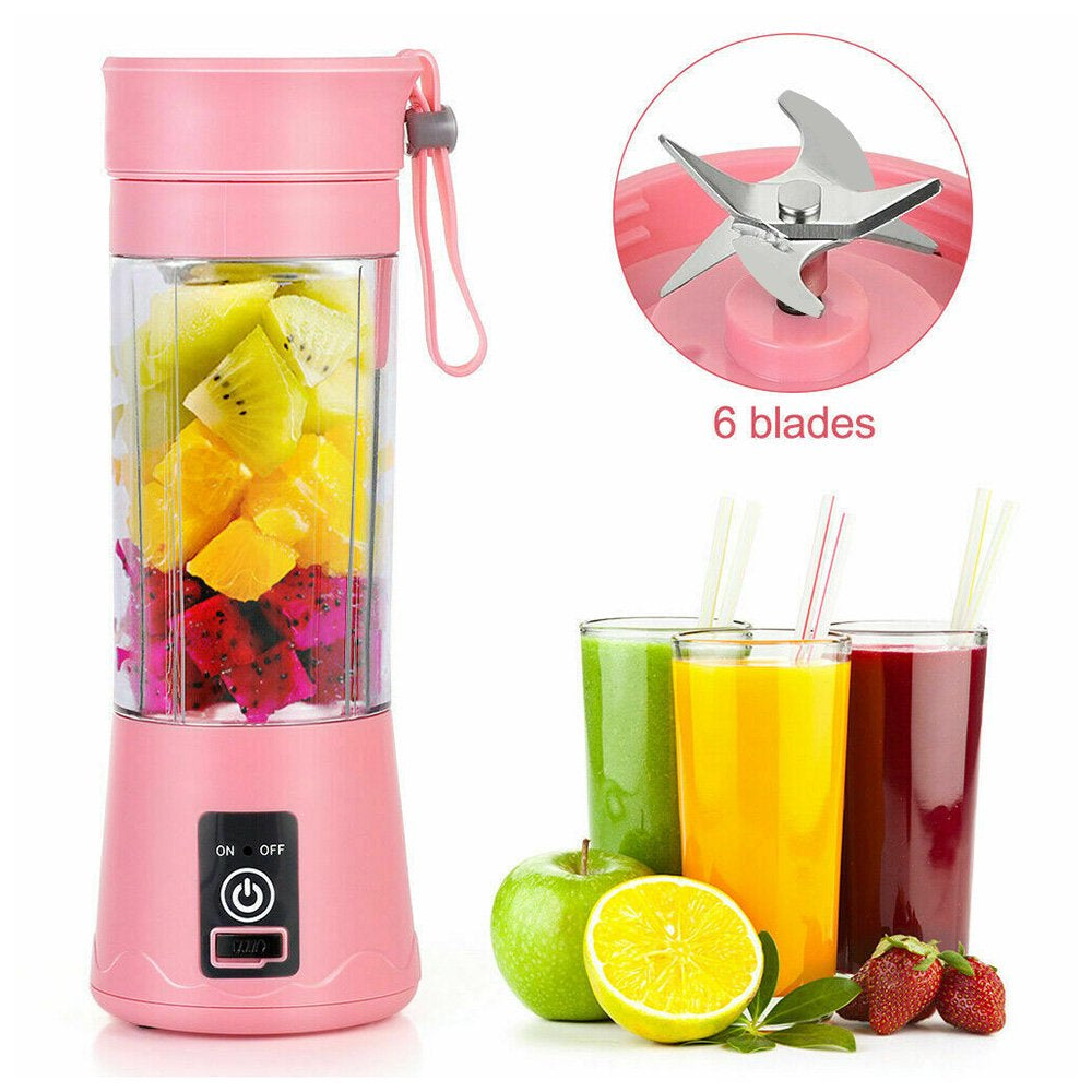 Mini Portable Blender,Smoothies Personal Blender Mini Shakes Juicer Cup USB Rechargeable with 6 Blades,Pink