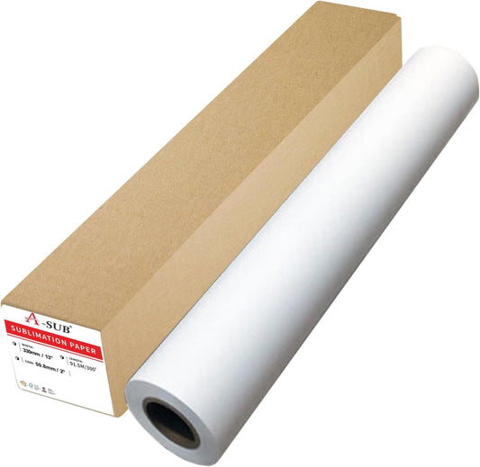 A-SUB Sublimation Paper Roll 13 Inch X 300 Ft, 105Gsm | Compatible with Inkjet Sublimation Printer, Quick Drying, for DIY Pillow, Tumbler, T Shirts