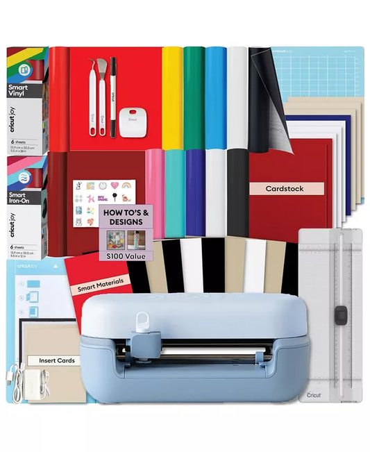 Joy 2 Rainbow Essential Bundle - Compact Smart Cutting Machine with Smart Vinyl, Smart Iron On, Cardstock, Insert Cards and Printable Vinyl