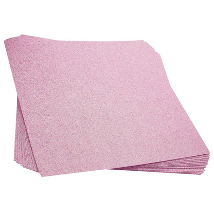 Glitter Cardstock Set - 15 Sheets of Rose Pink 12X12In Glitter Paper