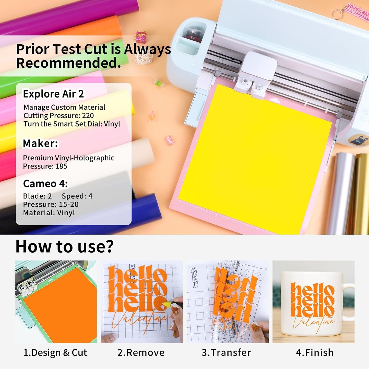 Permanent Vinyl, Rainbow Sampler - 12In X 5Ft Rolls 12 Colors Permanent Adhesive Vinyl Rolls for Cricut, Silhouette, Cameo Cutters, Signs, Scrap-Booking, Craft, Die Cutters