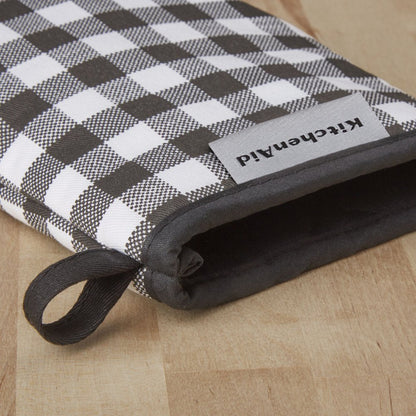 Gingham Mini Oven Mitt Set, Onyx Black, 5.5"X8", Set of 2