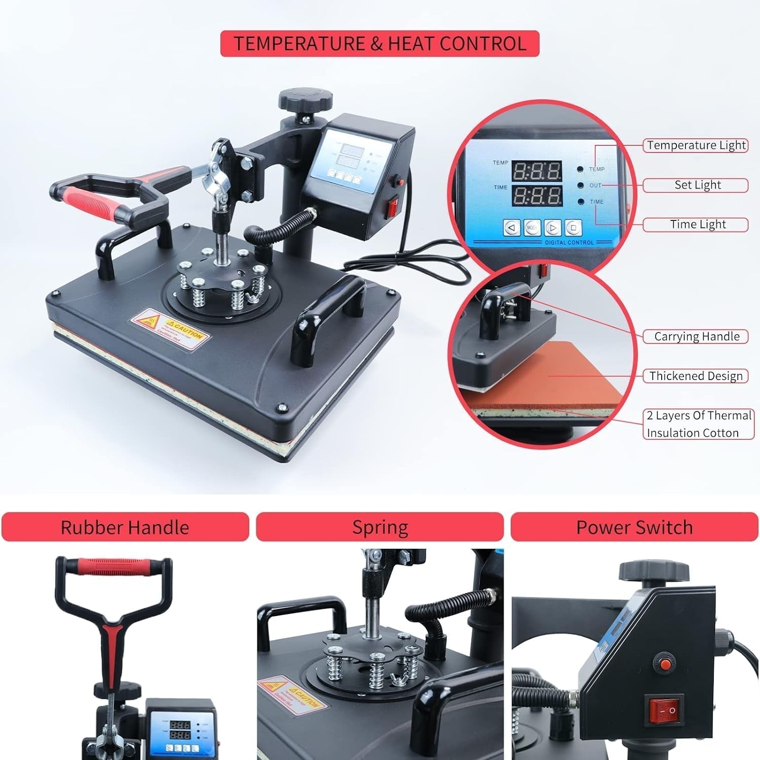 Heat Press Machine 12 X 15 Inch 8 in 1 Heat Press Sublimation Machine 360°Rotation Away Shirt Printing Machine Heating Multifunction Heat Press Transfer Machine for DIY T-Shirts Cap Mugs