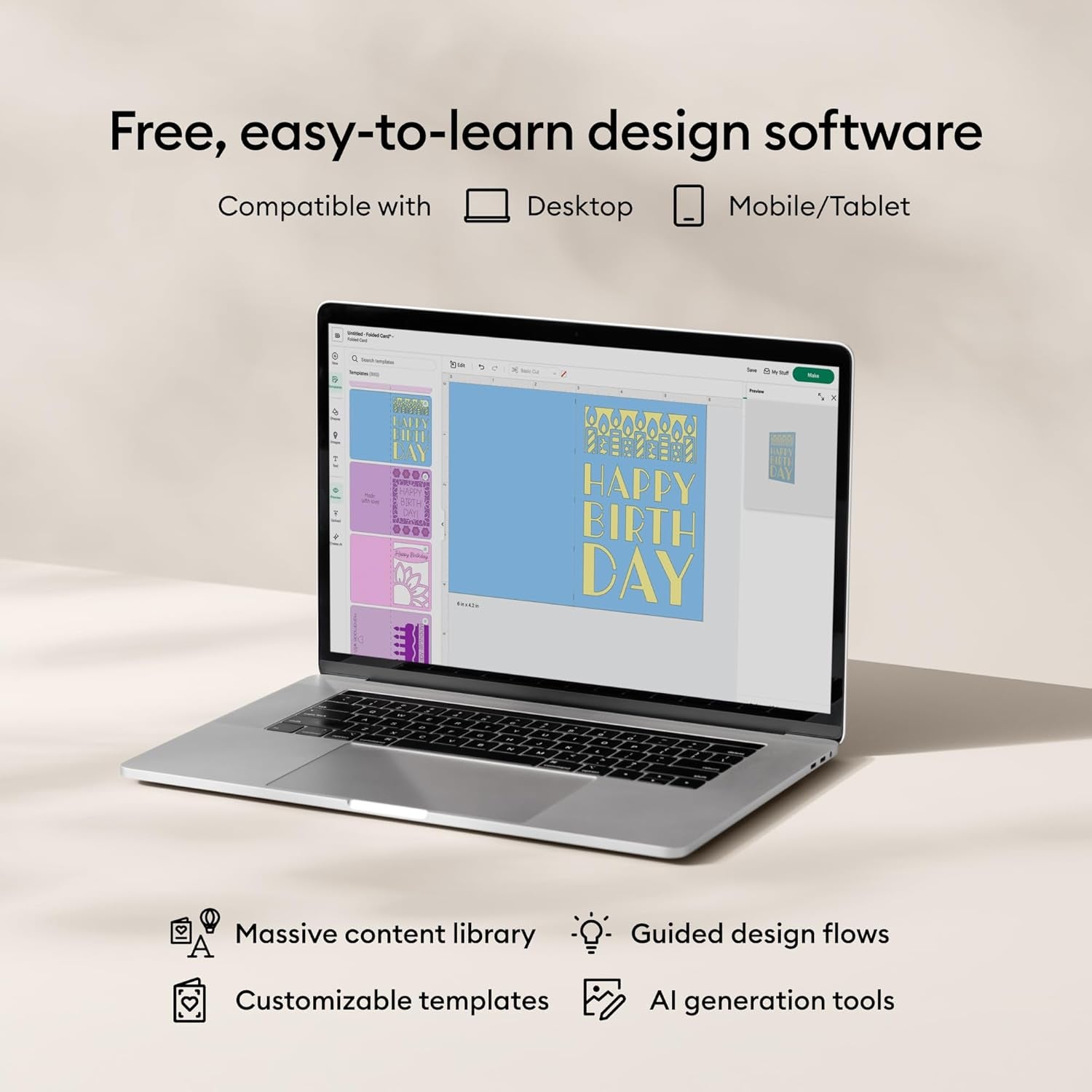 Maker 4 - Smart Cutting Machine (Seashell) | Engagement plus Bundle - Includes Easypress 3 Heat Press (9X9) + Mat, Tote Bag, Material Samplers, Machine Mat, Pens, Tools, & 25 Digital Images