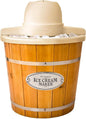 Nostalgia Electric Ice Cream Maker with 4 Qt Capacity- Old Fashioned Ice Cream Machine Makes Frozen Yogurt or Gelato in Minutes- Vintage Wooden Style Ice Cream Maker with Aluminum Canister- Light Wood