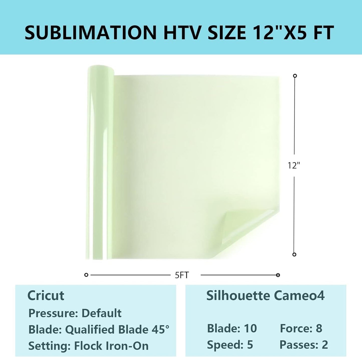 Sublimation HTV for Dark Fabric/Light Fabric - Glossy Sublimation Vinyl 12" X 5FT - Sublimation Blanks for Sublimation Shirts/Bag/Hat/Pillow