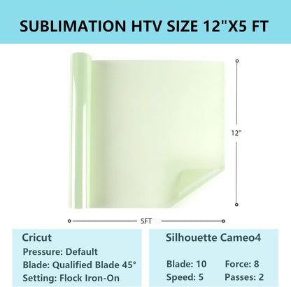 Sublimation HTV for Dark Fabric/Light Fabric - Glossy Sublimation Vinyl 12" X 5FT - Sublimation Blanks for Sublimation Shirts/Bag/Hat/Pillow