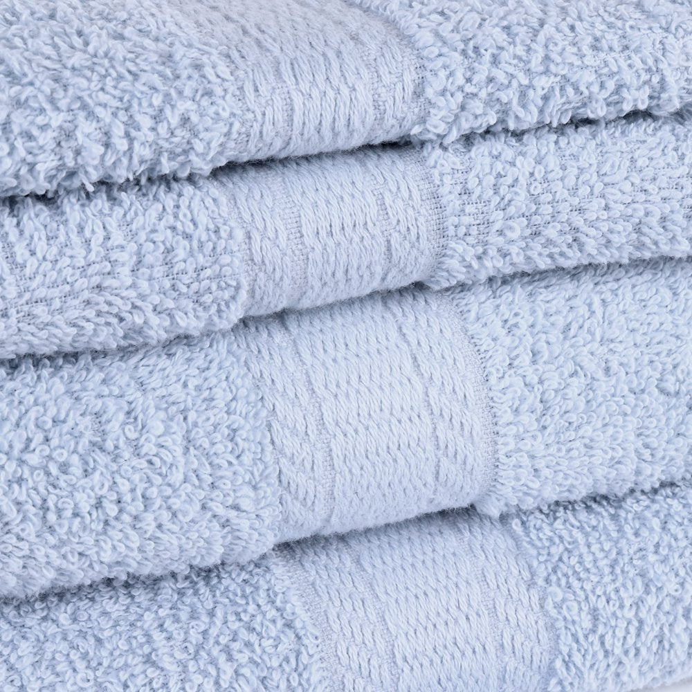 Basic Solid 18-Piece Bath Towel Set Collection, Blue Shell