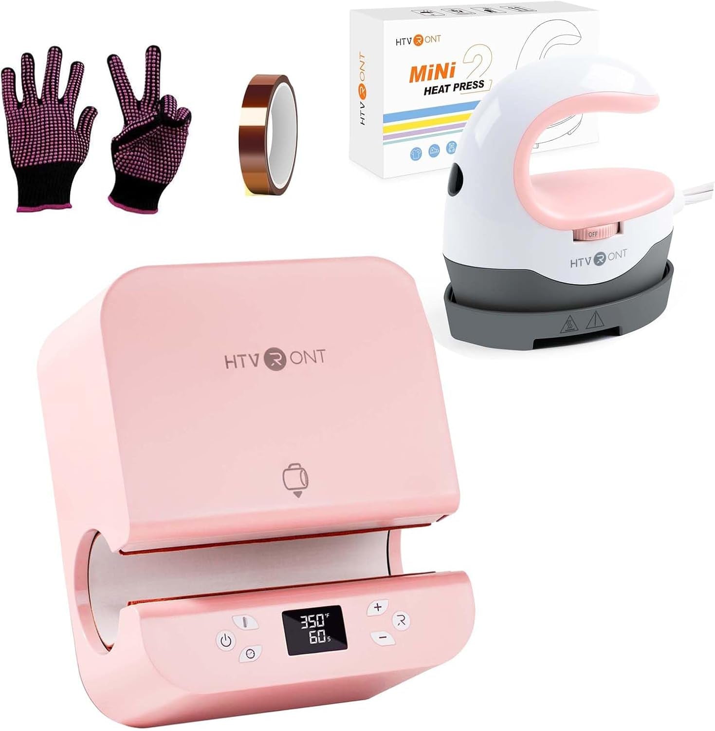 Auto Tumbler Heat Press Machine, Mini Heat Press, Heat Resistant Gloves, Heat Tape, Pink
