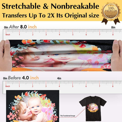 Transourdream Tru-Iron on Heat Transfer Paper for Dark Fabric (15 Sheets, 8.5X11") T Shirt Transfers Paper for Inkjet Printer Printable Heat Transfer Vinyl for T-Shirts (TOD-7-15)