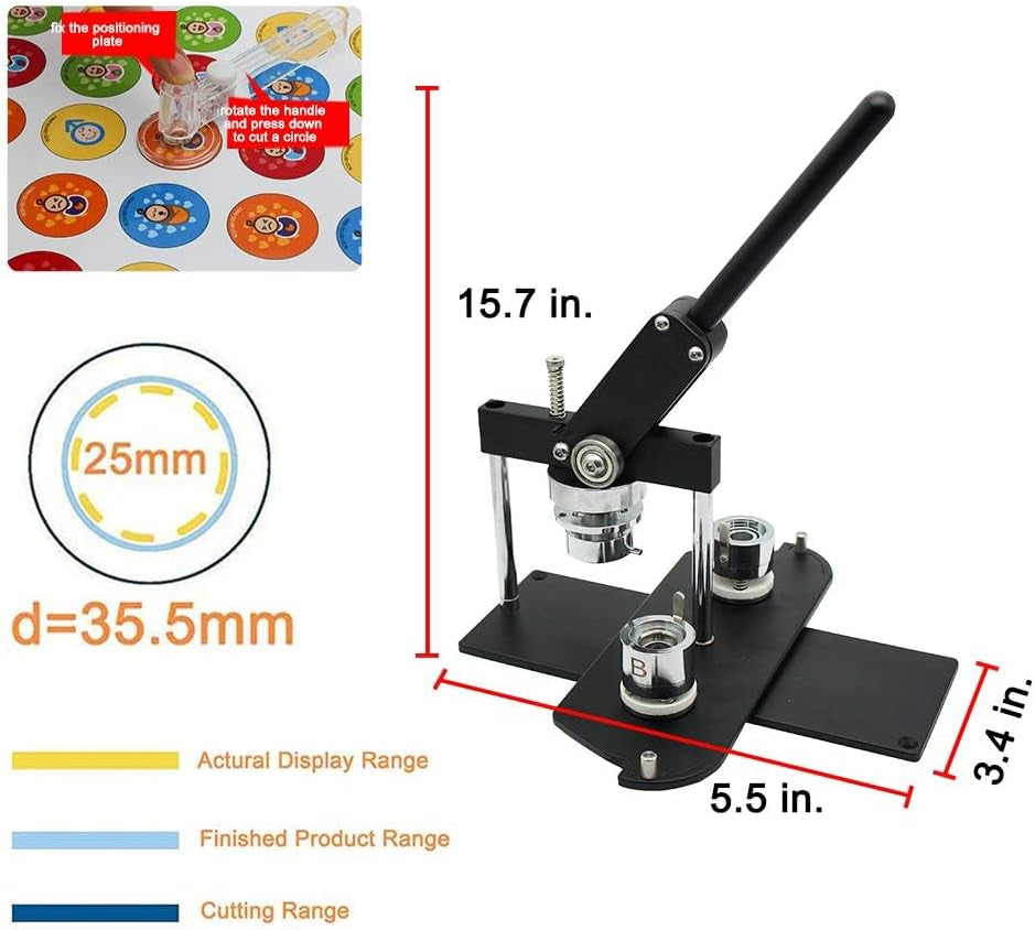 Chibuttons Pro 25Mm (1") Metric Button Maker Machine B400 Kit | All-Metal Craft Press with 500 Sets Components, Adjustable Circle Cutter & Moulds | Tiny Buttons, Mini Badges, Custom Pins (Black-New)