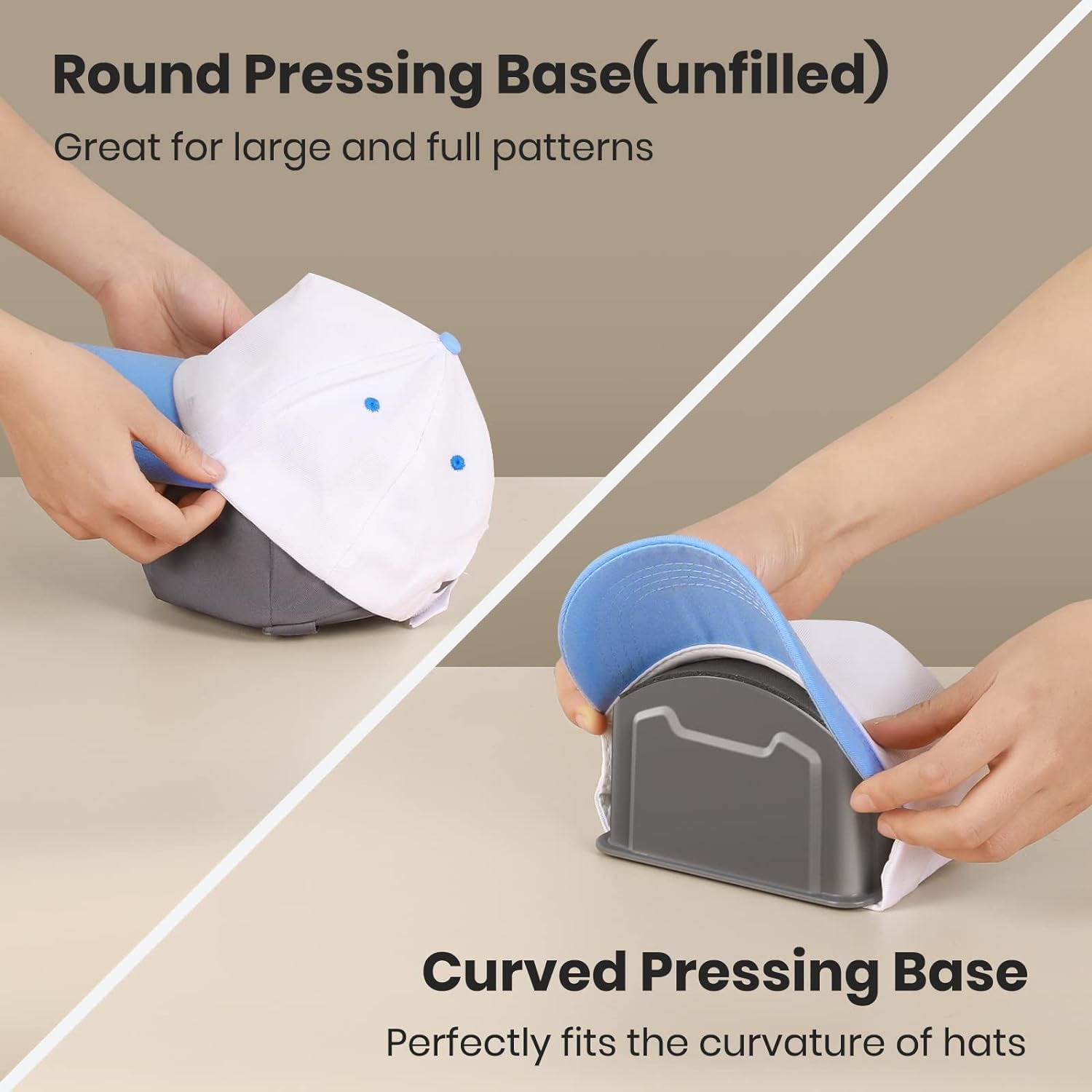 Hat Heat Press with 3.5"×5.5" Curved Heat Plate, Safe & Pressing Bases for All Types Hat, Easy Cap Press Machine with 3 Heating Levels for Sublimation, HTV, DTF & Infusible Ink Projects