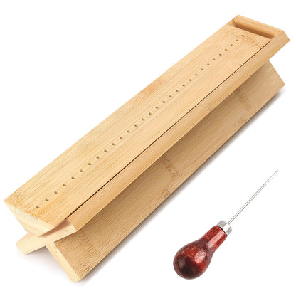 Gute Bamboo Book Binding Cradle with Awl,Hole Punch Tool for Bookbinding | Solid Bamboo Build,Ergonomic Rounded Edges,Weighted Anti-Slip Base,Compact & Portable,Easy to Store