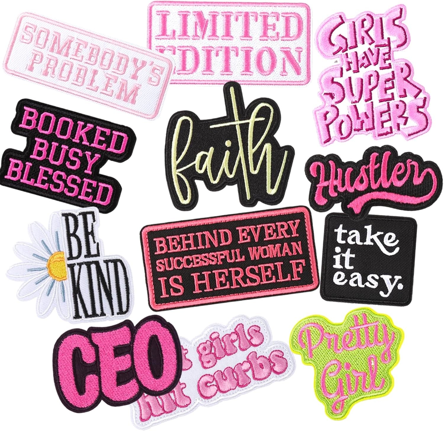 12 Pcs Phrase Iron on Patches for Girls Assorted Styles Embroidered Patches Trucker Hat Patches Cowgirl Sew Applique Repair Patches DIY Sew on Patches DIY Accessories for Backpacks Hat Pants Jacket