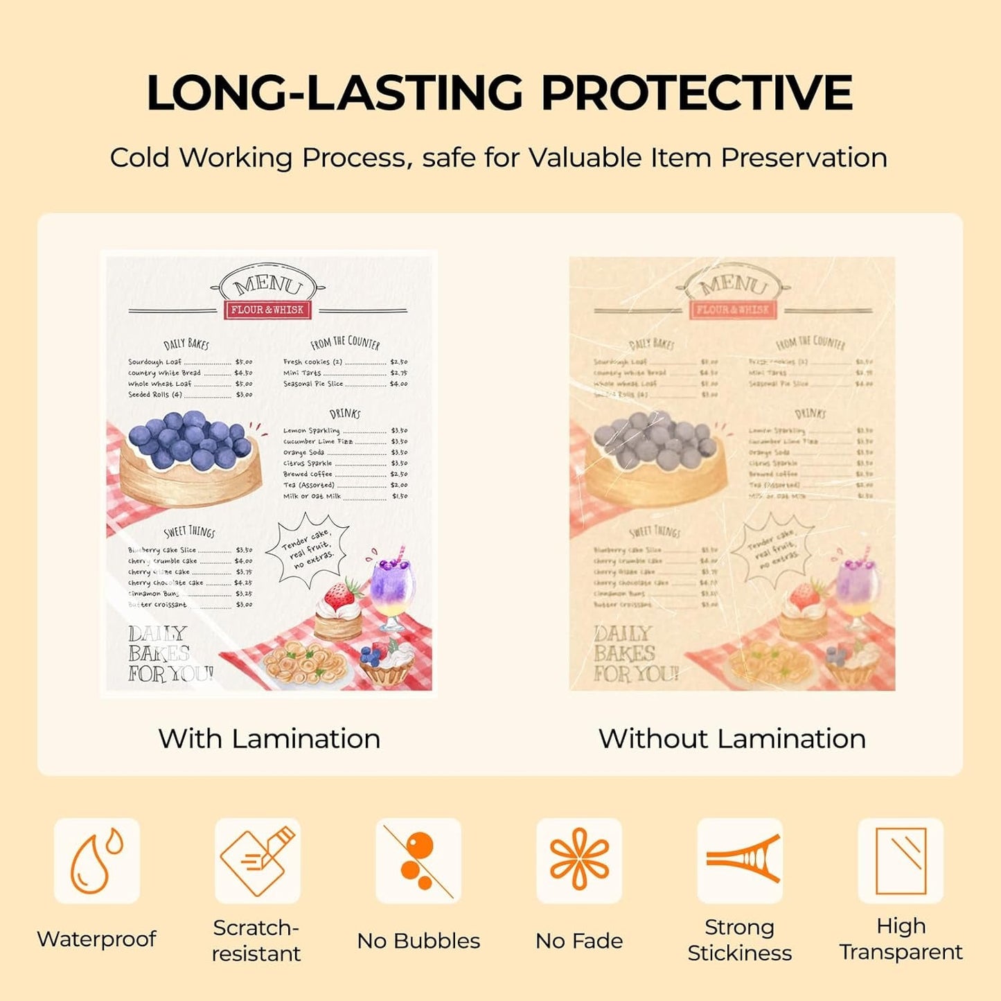 HTVRONT Self-Adhesive Laminating Sheets - 100 Pack, 5Mil, 9 X 12 Inches Self Laminating Sheets, No Machine Needed Clear Laminate Sheets for Protecting and Preserving Documents, Photos, Menus, Stickers