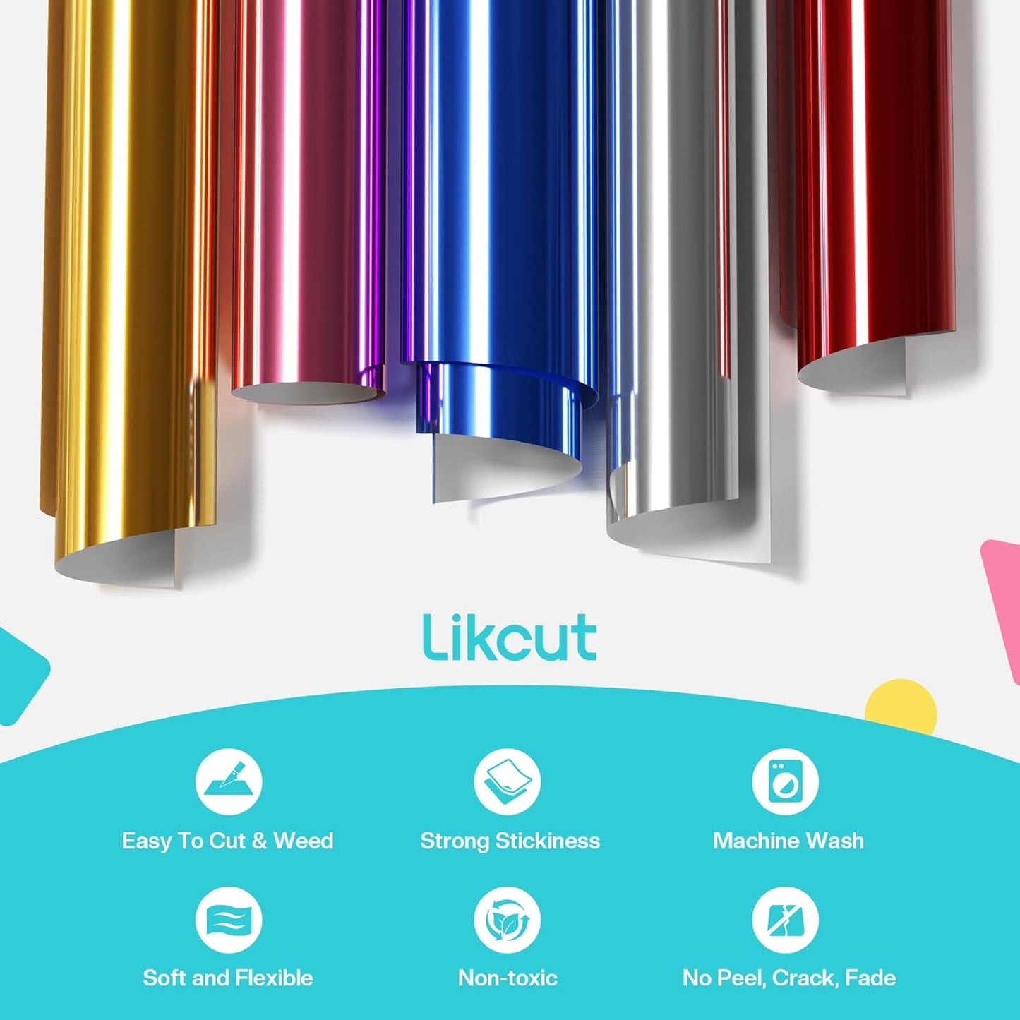 Likcut Metallic Pink Heat Transfer Vinyl for T-Shirts 12" X 6Ft Iron on Vinyl Roll Compatible with All Cutter Machine, HTV Heat Press Vinyl-Easy to Cut & Weed for Fabric Design