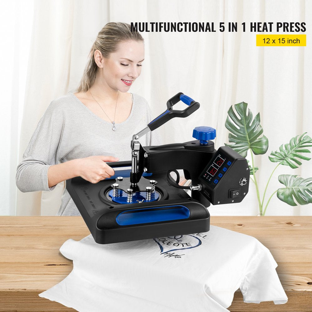 brand 5 in 1 Upgrade Heat Press Machine 12 X 15 Inch with FCC&CE Quality-Safety Certification Heat Press 800W Combo Multifunctional Sublimation 360°Rotation Heat Press Shirt Printing Machine