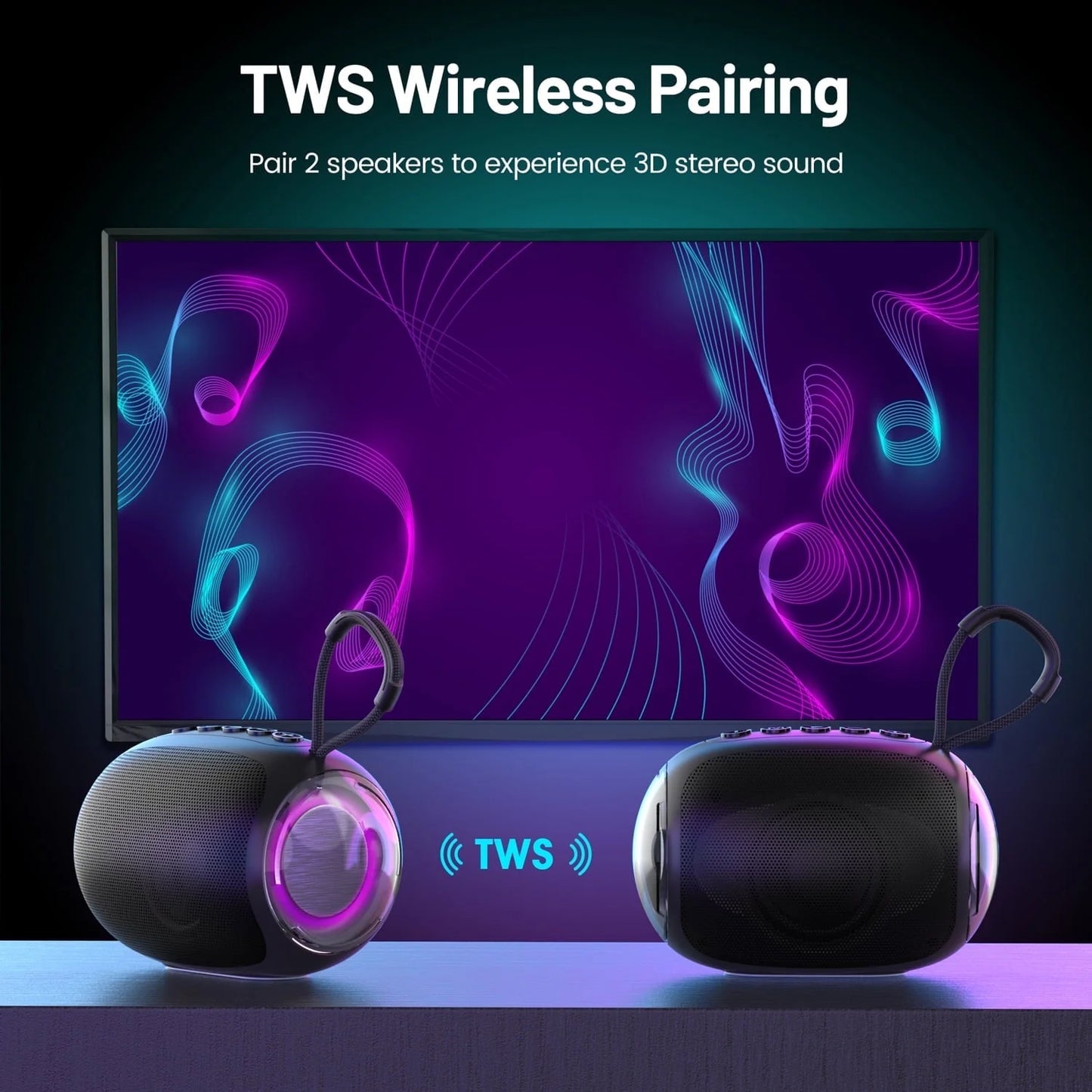 Small Bluetooth Speaker with Light, Mini Wireless Portable Speaker