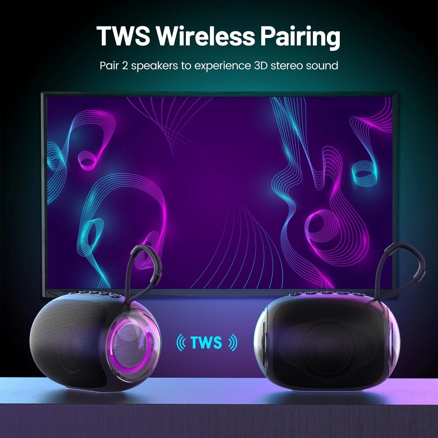 Small Bluetooth Speaker with Light, Mini Wireless Portable Speaker