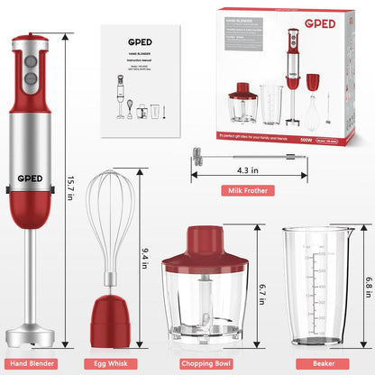 Hand Blender, 5-In-1 Immersion Hand Blender,12 Speed Turbo Mode Stick Blender for Make Smoothie, Milk Shakes,Juice ,Sauces