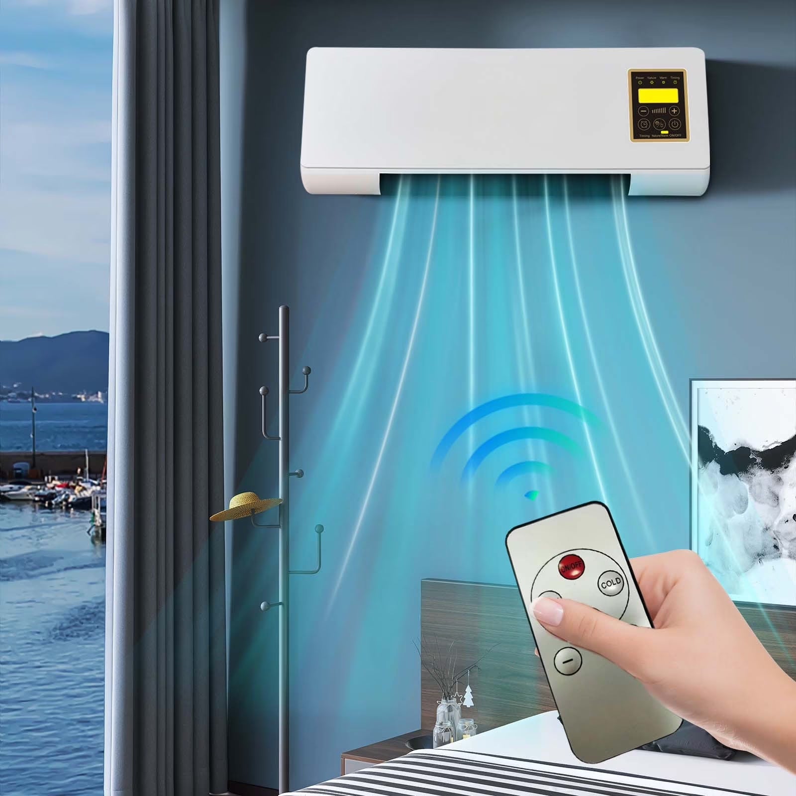 14000 BTU Ductless Portable Air Conditioners No Windows Needed, Wall Air Conditioner with Heaters, Split Ac Heating System, Fast Heating