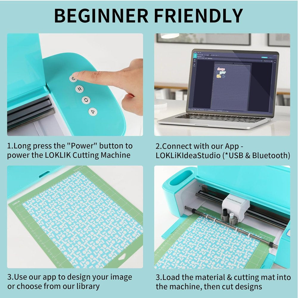 HTVRONT by  DIY Cutting Machine for All Vinyl Crafts W/ Bluetooth & USB for Windows & Mac Vinyl Cutter Machine for Cricut Vinyl