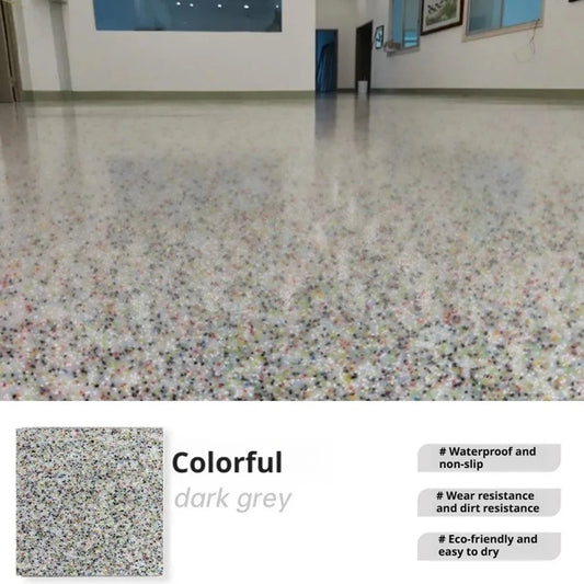 High Gloss Marble Effect Coating, Epoxy Floor Paint, Epoxy Colored Sand Floor Paint, Self-Leveling Colored Sand Paint, Waterproof, Non-Slip, Both Indoor and Outdoor (Five-Color Pattern)