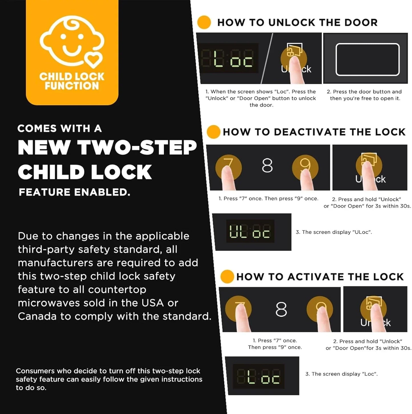 0.9 Cu Ft Microwave Oven Countertop , 6 Auto Menus, 10 Power Levels, Digital Panel, 900W