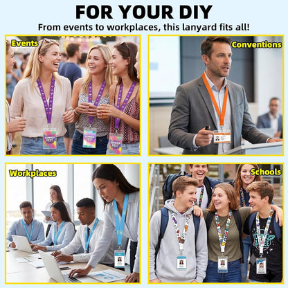 Yesland 50 Pack Sublimation Blank Lanyards - White Heat Transfer Neck Lanyards with Detachable Buckles & Metal Hooks for ID Badge Holder, Keys, Custom DIY Design
