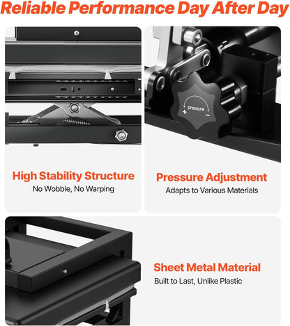 Hybrid Heat Press, 15 X 15 Inch, 8-In-1 Multifunction, Heat up Fast and Even, All-New Patented Design, Easy to Control, Sublimation Press Machine for T-Shirts/Mugs/Tumblers/Caps/Plates, Black