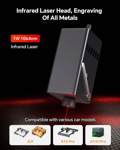 Carverall 1064Nm Infrared Laser Module, Laser Engraver Accessory Compatible with K15 Pro, A1 Pro, K15, A1, L2, X1, for Metal, Glass, Leather, Acrylic, Hard Plastic