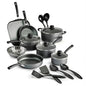 Primaware 18 Piece Non-Stick Cookware Set, Steel Gray