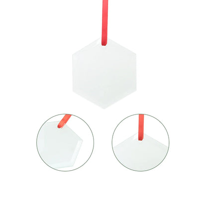 Sublimation Blanks Ornament Glass Frosted 3" Hexagon 24 PCS