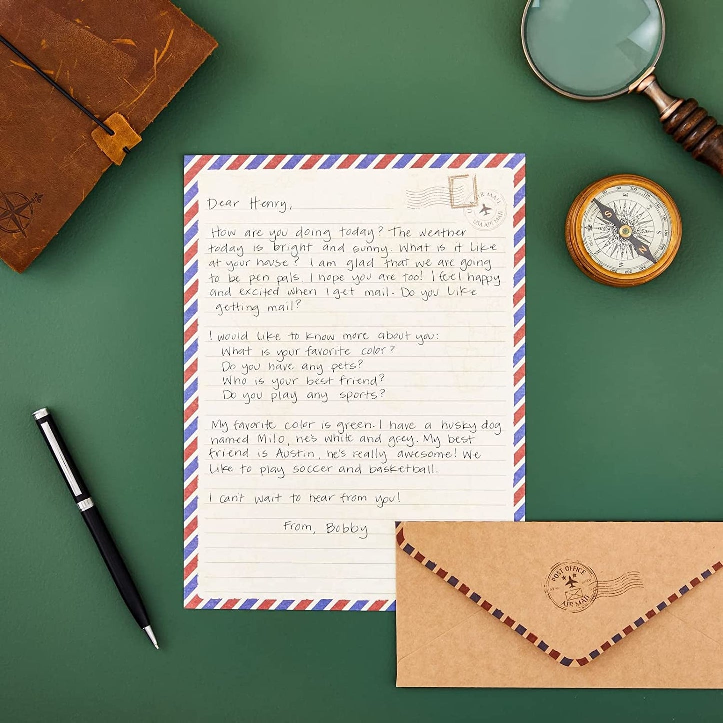 48 Pack Letter Writing Stationary Paper and Envelopes Set, Vintage Travel Design (6.9 X 9.25 In)