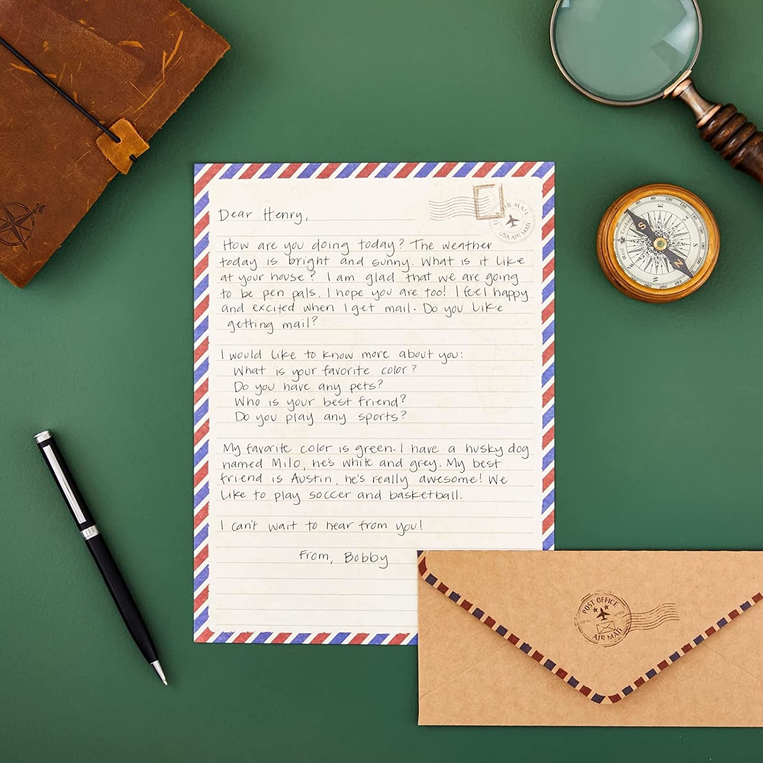 48 Pack Letter Writing Stationary Paper and Envelopes Set, Vintage Travel Design (6.9 X 9.25 In)