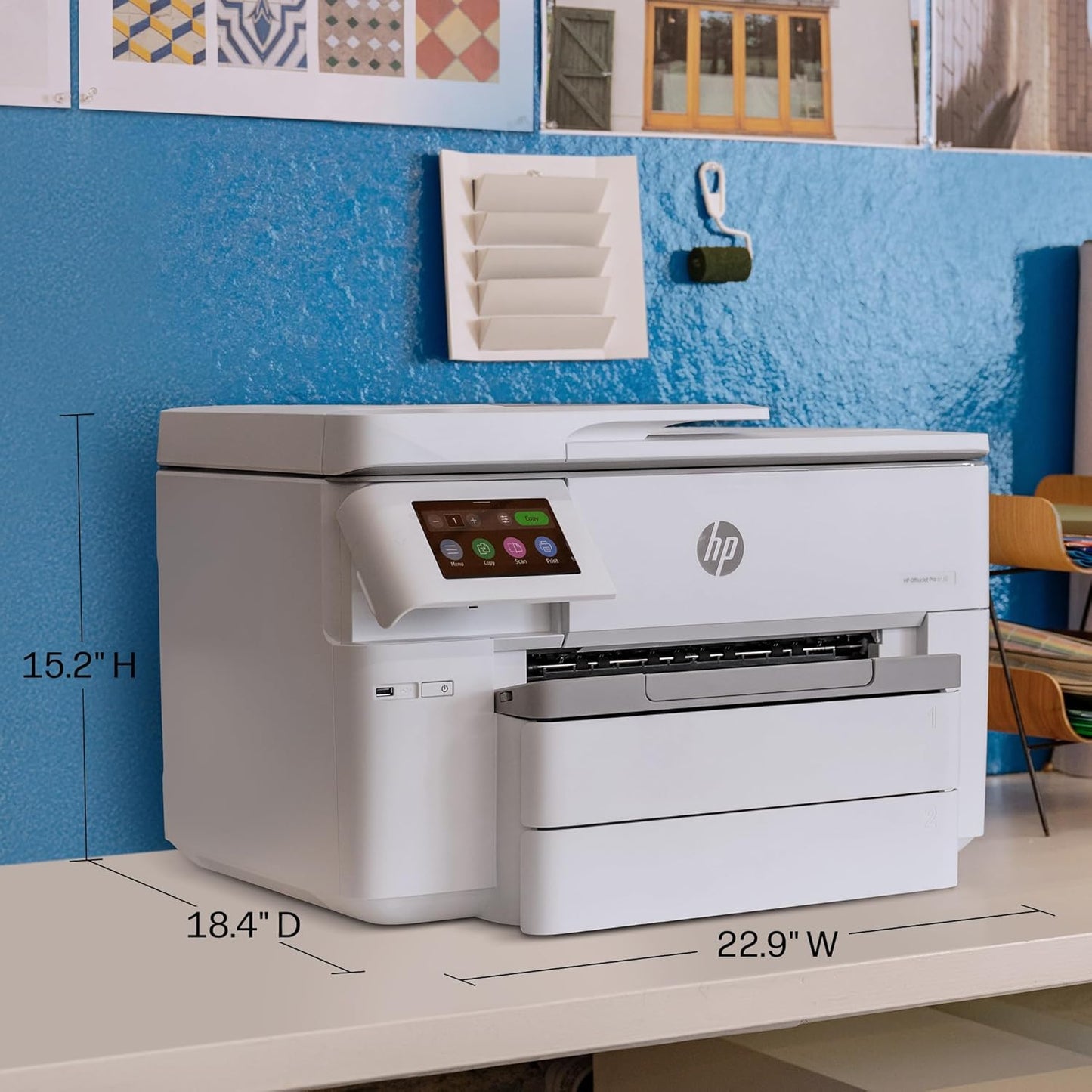 HP Officejet Pro 9730 Wide-Format Wireless All-In-One Color Inkjet Printer, Print, Scan, Copy, Fax, up to 11X17 ADF, Duplex Print/Scan, Best-For-Office, 3 Month Trial of Instant Ink Included(C2Wh0A)