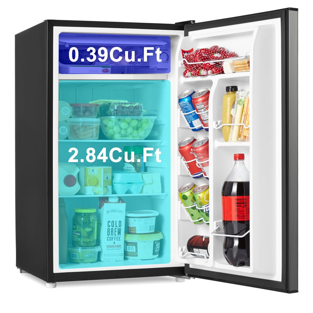 3.3 Cu Ft One Door Mini Fridge, Estar, Stainless Steel Look