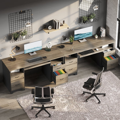 59” Computer Desk with 4 Drawers, Office Executive Desk with File Drawer, Keyboard Tray for Home Office, Gray