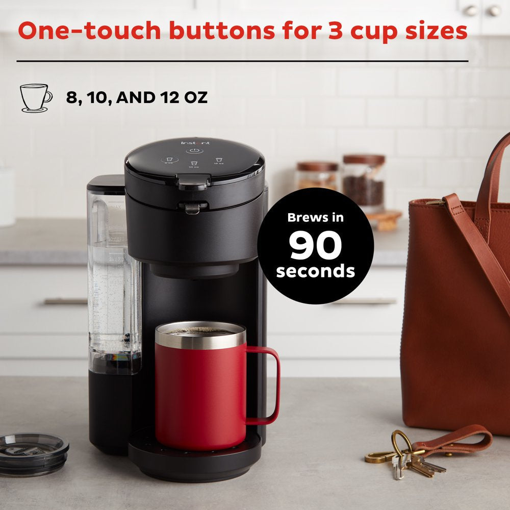 Instant Solo Café 2-In-1 Single Serve Coffee Maker for K-Cup Pods and Ground Coffee, Black