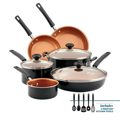 14-Piece Easy Clean Pro Ceramic Nonstick Cookware Set, Black