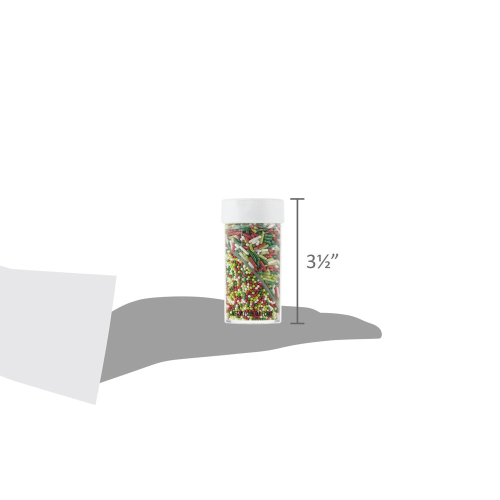 Christmas Sprinkles Twist Bottle, Jimmies and Nonpareils, Green, Red & White, 2.5 Oz.
